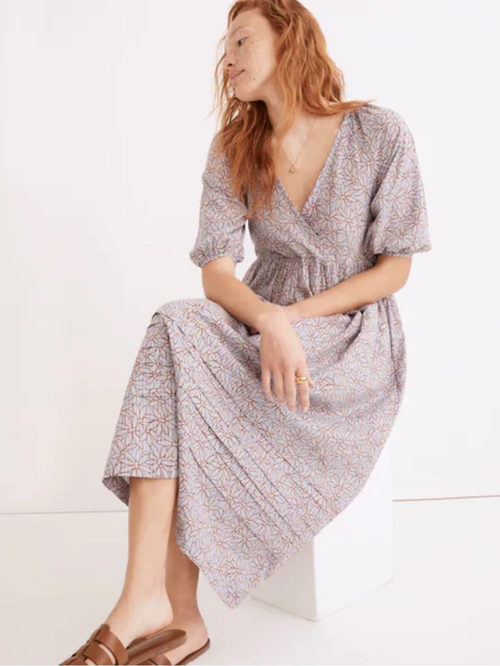 MADEWELL Marianna Puff Sleeve Light Blue Dress